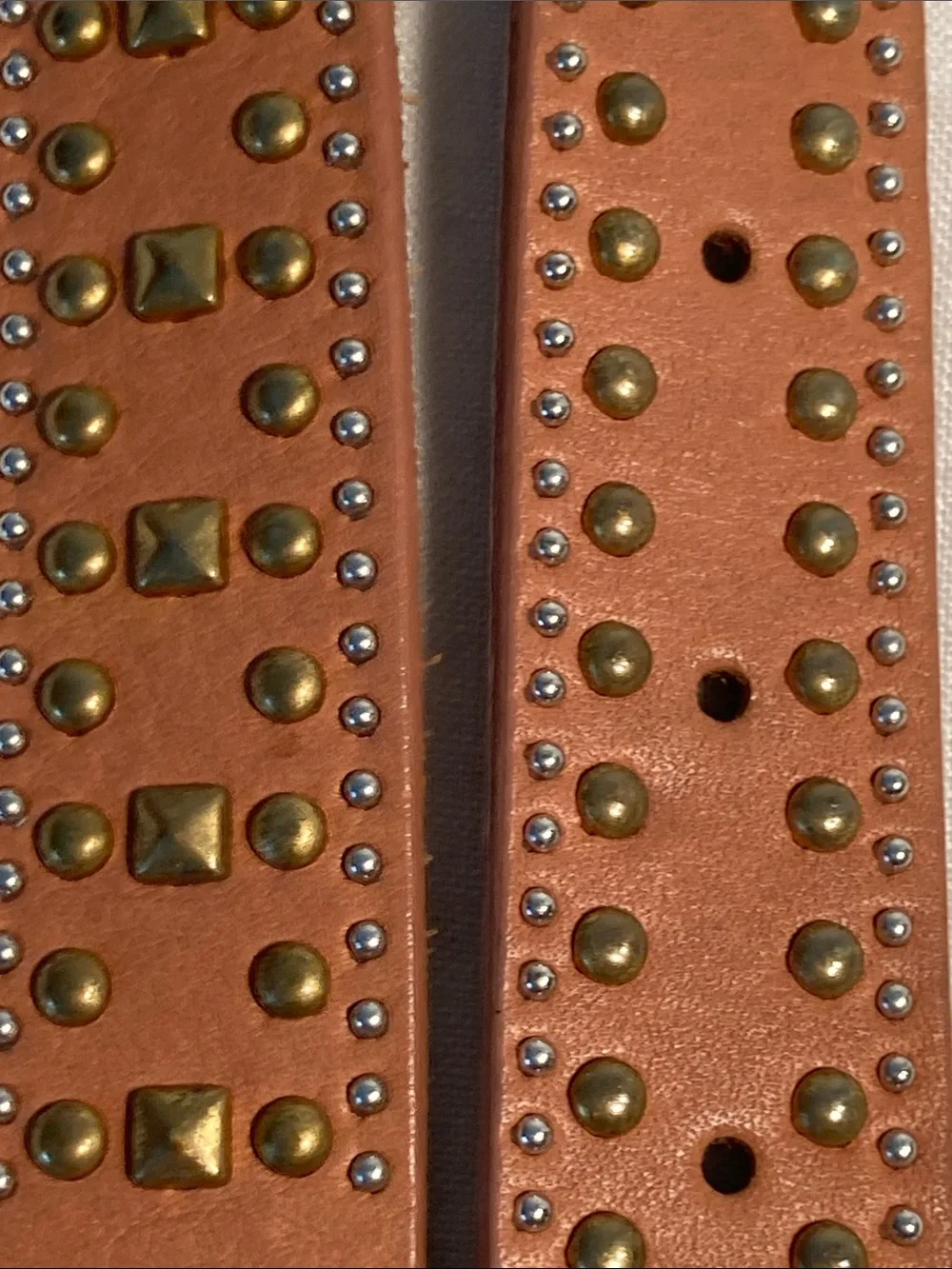 J.Crew Studded Tan caramel Leather Belt  Brass Buckle M